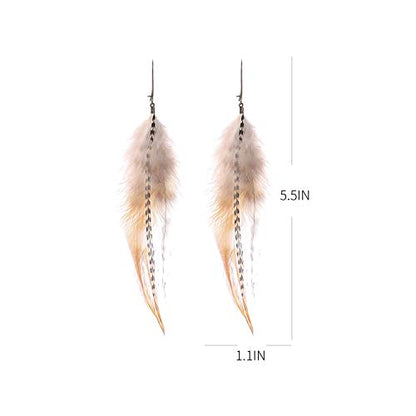 lureme Bohemian Multicolor Pheasant Feathers Dangle Earrings Handmade Natural Feather Earrings (er006314) - style: Style C