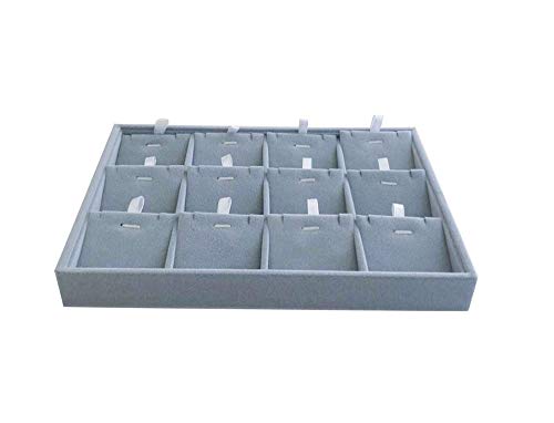 Premium Quality Grey Velvet Stackable Organizer Tray Pendant Necklace Jewelry Storage Store Home Drawer Closet Inserts Dividers with Removable Tabs - size: Pendants