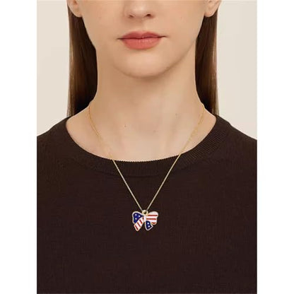 4th of July Earring Bracelet And Necklaces Jewelry Set for Women Men Personalized Red White and Blue Patriotic American Flag Dangle Drop Earrings Independence Day Holiday Accessories Gifts - style: bow