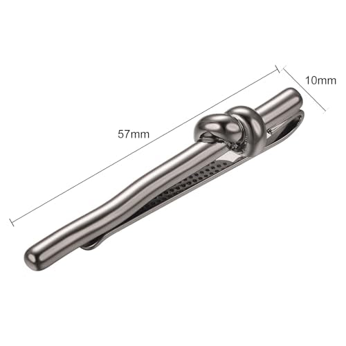 Mens Chain Tie Clips For Men Unique Silver Black Gold Tie Bar Round Stainless Steel Tie Clip - style: black tie clip