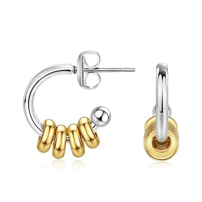 Gold Hoop Earrings for Women Summer Earrings Stainless Steel Hypoallergenic Earrings for Sensitive Ears Non Tarnish Hoops 4mm Hollow Tube Lightweight Earring Gifts for Women - style: 15mm Gold&Silver
