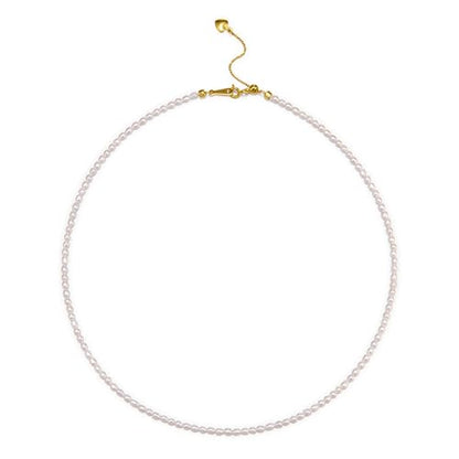 Pearls Necklace, Freshwater Tiny Small Pearls Necklace for Women's Pearl Strand Necklace Chain 18K Gold Plated Hypoallergenic White Necklace as Prom Bridesmaid Birthday Gifts - color: Rice Pearls, 18KGP Lock