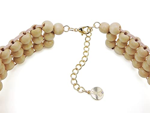 Coiris Boho African Wooden or Acrylic Beaded Bib Statement Necklace Strands Layered Cluster Chunky Collar Choker Wood Necklace for Women Fashion Costume Jewelry - color: Off White