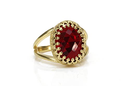 Striking Garnet Ring in 14k Gold-filled Ring Band - January Birthstone Rings Handcrafted by Skilled Artisan - Sizes 3-12.5 - Garnet Jewelry for Every Occasion - with Fancy Box