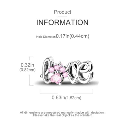 LNQOBU 925 Sterling Silver Charms for Bracelets Necklaces,5A Cubic Zirconias Evil Eye Dangle Beads Charms Jewelry Gift for Women (With one Spacer Beads Charms) - style: Love Pet Alphabet Charms