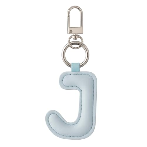Initial Letter Keychain,Stainless Steel,Colorful Faux Leather Keyring for Backpack,Purse,Car Keys,Gift for Men Women - color: J