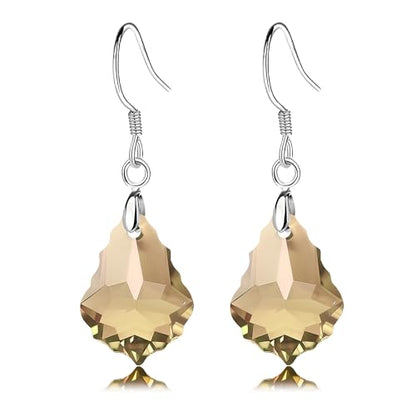 Austrian Crystal Baroque Drop Dangle Earrings for Women 925 Sterling Silver Hook Hypoallergenic Jewelry - color: Topaz