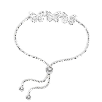 Charmsy 925 Sterling Silver Sliding Bolo Bracelet for Women | Women's Italian Handmade Adjustable Bolo Bead Ball Slider Bracelet - style: Butterfly Bolo