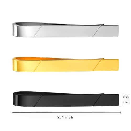 GWD Stainless Steel Tie Clips for Men Classic Tie Bar Clip Set | Ideal Gift for Father, Husband, Boyfriend, Business, Wedding, Tie clip With Gift Box - style: 3pcs