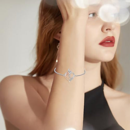 TOUPOP Gifts for Women Rose Heart Initial Bracelet 925 Sterling Silver Butterfly Letter Link Bracelet Love Jewelry Anniversary Birthday Gifts for Wife Girlfriend Mom Her - style: Initial R