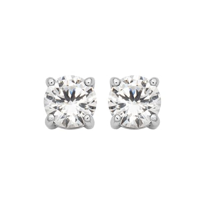 Amazon Essentials Sterling Silver Round Birthstone Stud Earrings - color: Created White Sapphire, April