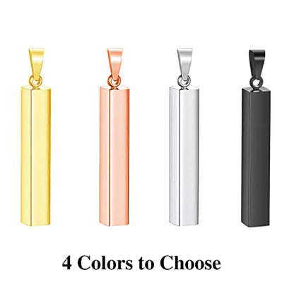 Personalized 3D Vertical Bar Necklace, Custom Necklace Engraved with Any Name Pendant Jewelry Mothers Day Gift - color: Single Bar Pendant