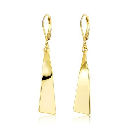 ALEXCRAFT Silver Dangle Earrings for Women Trendy Silver Drop Leverback Earrings for Women Long Hypoallergenic Dangle Earring for Jewelry Gifts - color: Gold