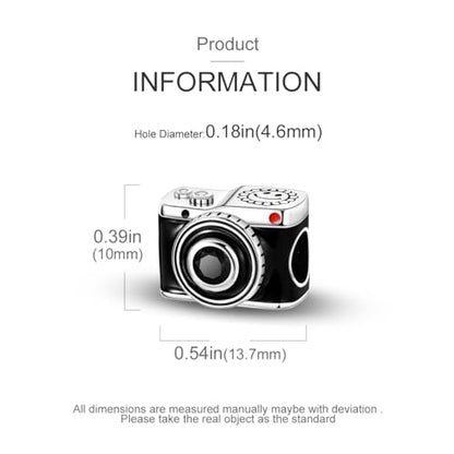 NARMO 925 Sterling Silver Charm Bead for Bracelets Silver Charms for Women - color: Camera