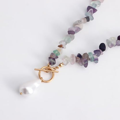 Bohemian Stone Pearl Choker Necklace for Women Dainty Natural Irregular Stone Choker Turquoise Beaded Lariat Necklace Simple Fashion OT Toggle Spiritual Handmade Jewelry - color: White Green