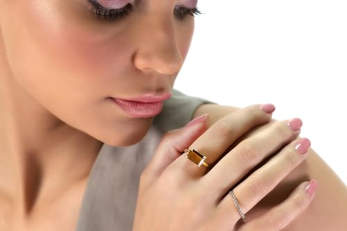 Brown Tiger Eye Ring - Unique Solitaire Gemstone for Women - Custom Crystal Rings, Handmade Jewelry, Stylish Ladies Accessory - with Fancy Box