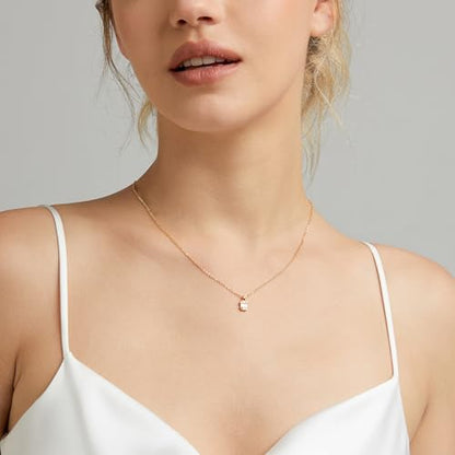 Zeffy Diamond Necklaces for Women, Dainty Gold Necklace 18k Gold Plated Layered Necklaces Simple Gold CZ Diamond Pendant Necklaces for Women Trendy Jewelry Gifts for Girls - color: Gold Solitaire Diamond Necklaces