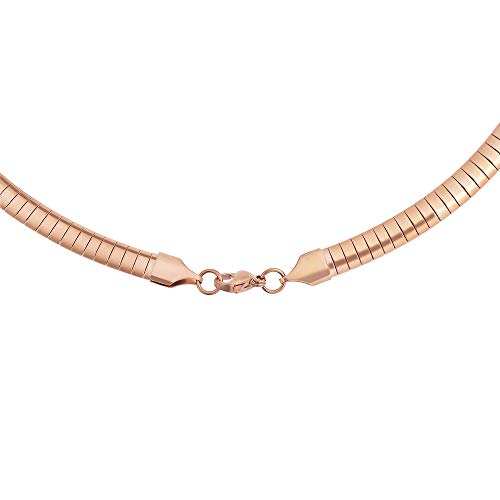 Italian Omega Chain Necklace - color: Rose Gold, size: 6mm