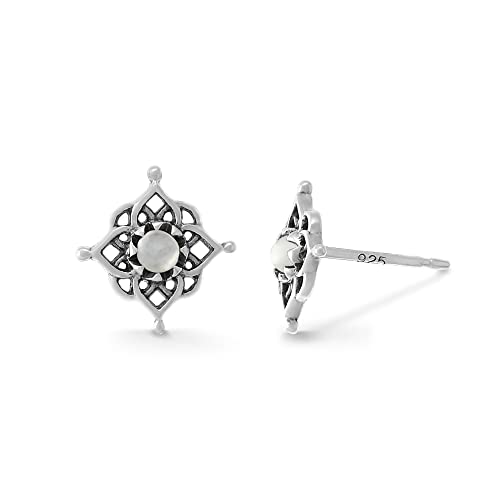Boma Jewelry Sterling Silver Filigree Stud Earrings - color: Mother of Pearl