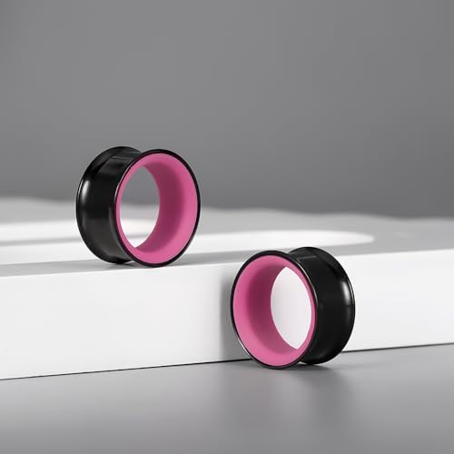 DOEARKO 2Pcs Stainless Steel Outer Ring & PLA Inner Plug Ear Gauges (2g/6mm - 1"/25mm) Hypoallergenic Double Material for Stretched Ears Lightweight Breathable Plugs - color: B&RS, size: 8mm(0G)