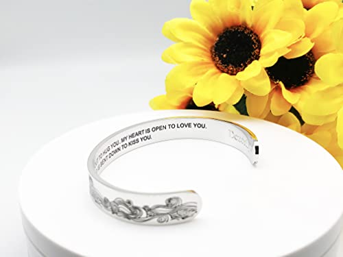 Dczosily Inspirational Bracelets for Women Stainless Steel Cuff Bracelet Engraved Jewelry Motivational Bangles Personalized Gifts for Best Friend/Mom - style: Memorial-10mm-MY ARMS ARE STRETCHED OUT TO HUG YOU...MY HEAD IS BENT DOWN TO KISS YOU.