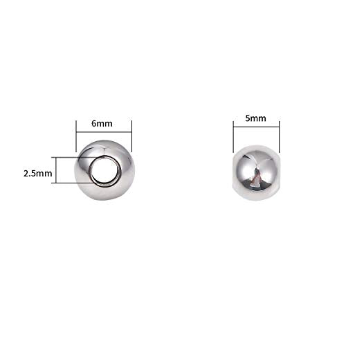 Stainless Steel Spacer Beads 6x5mm Round Loose Charm Caps Beads for DIY Jewelry Making 100pcs with 2.5mm Hole - color: 6x5mm 2.5mm