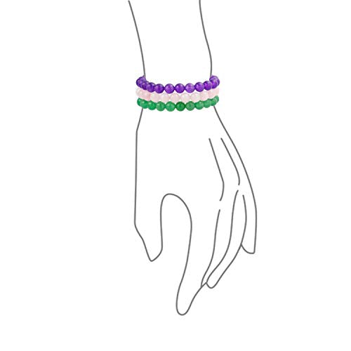 Bling Jewelry Unisex Stackable Set Of 3 Gemstone Round Bead 8MM Stretch Bracelet For Women Teen Men Multi Strand Stacking Adjustable - color: Multi Gemstones