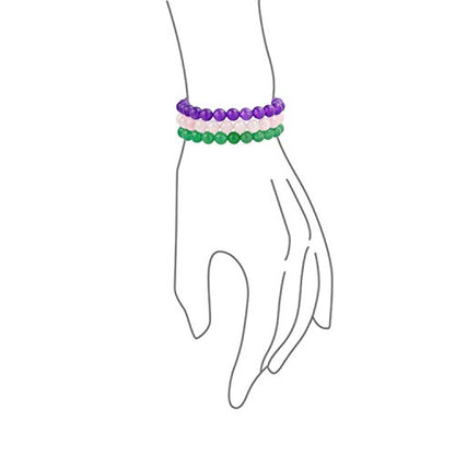 Bling Jewelry Genuine 8MM Gemstone Ball Bead Stretch Bracelet Stackable (3 Set) - color: Multi Gemstones