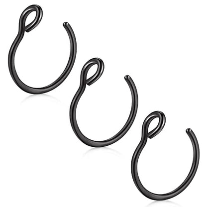 D.Bella Fake Septum Hoop 20G Faux Nose Piercing Hoop Clip on Nose Rings Non Piercing Fake Septum Lip Ear Ring Faux Body Piercing Jewelry for Women Men - color: Color A -black