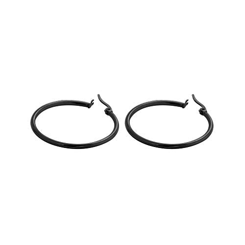 Rounded Hoops Earrings (20mm-60mm Diameter) - color: Black 30mm
