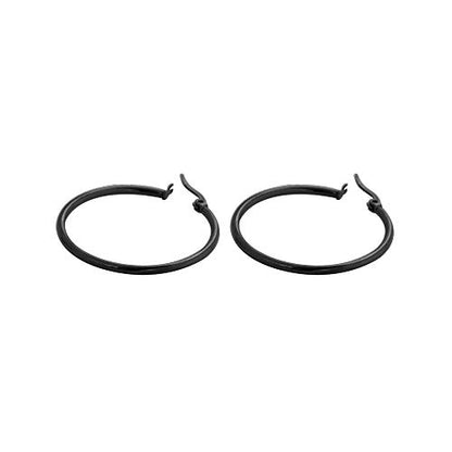 Rounded Hoops Earrings (20mm-60mm Diameter) - color: Black 30mm