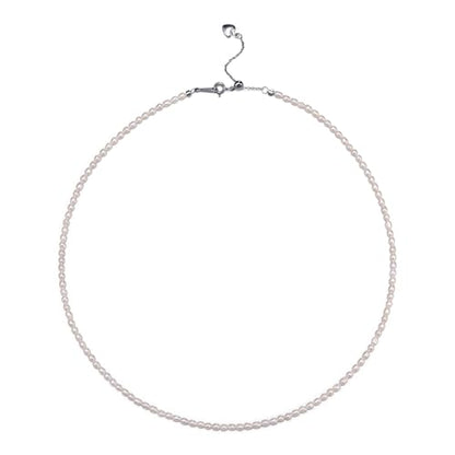 Pearls Necklace, Freshwater Tiny Small Pearls Necklace for Women's Pearl Strand Necklace Chain 18K Gold Plated Hypoallergenic White Necklace as Prom Bridesmaid Birthday Gifts - color: Rice Pearls, 18KWGP Lock