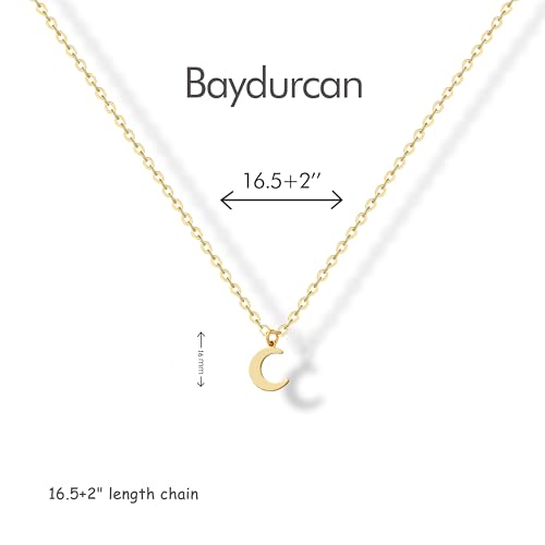 Baydurcan Dainty Gold Necklace for Women Ankh Mom Jesus Sun Star Necklace | 14K Gold Plated Pendant Necklaces Gifts for Friends Sister Mother, Birthday, Christmas, Graduation, Inspirational Gifts - style: Moon