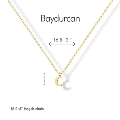 Baydurcan Dainty Gold Necklace for Women Ankh Mom Jesus Sun Star Necklace | 14K Gold Plated Pendant Necklaces Gifts for Friends Sister Mother, Birthday, Christmas, Graduation, Inspirational Gifts - style: Moon
