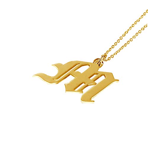 Women's Old English Initial Necklace 18K Gold Plated Stainless Steel Letter Pendant Gift - style: M