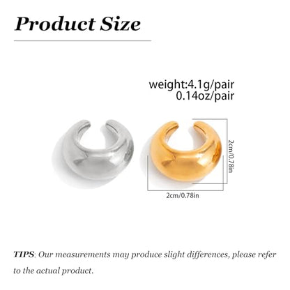 Chunky Gold Ear Cuff for Women Non-Piercing Cartilage Clip-On Earrings Trendy Jewelry Gift - color: A1:Chunky Ear Cuff