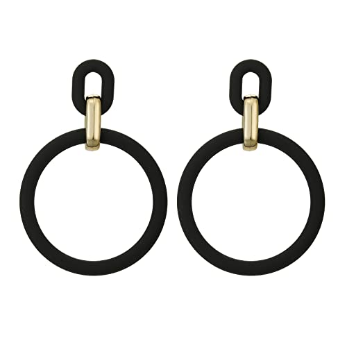 RUOFFETA Acrylic Rectangle Earrings, Fashion Acrylic Square/Oval/Hoop Statement Drop Earrings for Women - color: Black Hoop