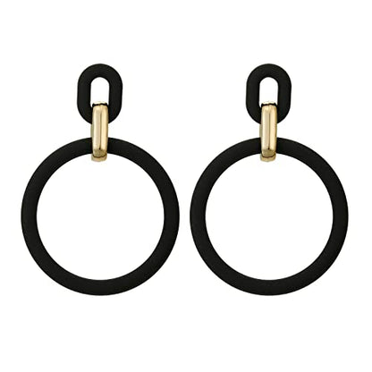 RUOFFETA Acrylic Rectangle Earrings, Fashion Acrylic Square/Oval/Hoop Statement Drop Earrings for Women - color: Black Hoop