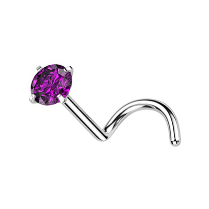 Satix 4-11PCS 18G 20G Implant Grade Titanium Nose Screw Rings Prong Settings 2mm CZ Nose Screw Studs Ring Nostril Piercing Jewelry For Women - style: 20 Gauge - 8PCS