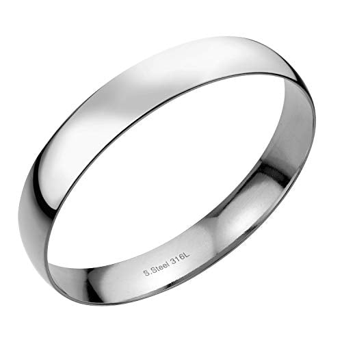 555Jewelry 12mm Wide Stainless Steel Solid Slip On Bangle Bracelet for Women With Small Wrist - color: Silver (Small)
