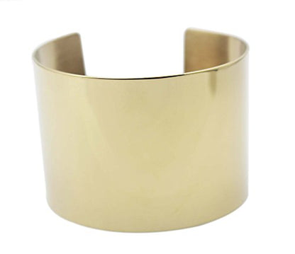 Stainless Steel Smooth Polished Open Cuff Bangle Bracelet for Women Lady Girls Gift - color: flat gold 18k