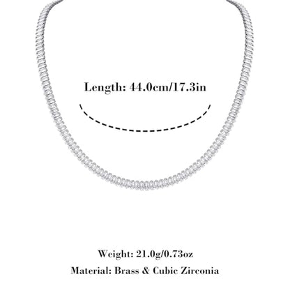 HZMAN Crystal Necklace Bracelet Jewelry Set for Women Dainty Rhinestone Choker Necklace Tennis Bracelet Cubic Zirconia Bridal Wedding Jewelry - color: Silver