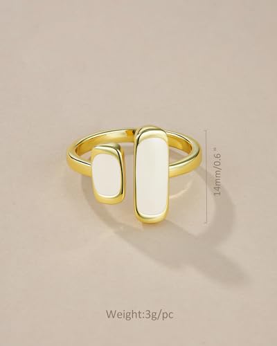 SNGIA 18K Gold Plated Maroon Burgundy Red Enamel Square Rectagnular Adjustable Statement Open Ring for Women by SNGIA, Dainty Irregular Geometric Summer Beach Unique Stackable Wedding Date Birthday Gift, Bohemian Irregular Trendy Navy Jewelry, Textured Pa