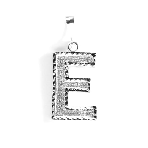 Personalized 1.0 Inch Solid.925 Sterling Silver Initial A-Z Charm - style: E