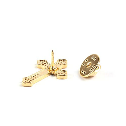 Men's Tie Pins Lapel Pins Brooches Suit Accessories - color: 1pcs cross gold