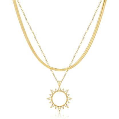 MFRYK Gold/Silver Necklaces Stack For Women,14K Gold/Sterling Silver Plated Simple Layered Choker Necklaces For Women,Stackable Multilayer Pearl Cross Disc Circle Pendant Cuban Herringbone Snake Paperclip Chain Necklaces Set Jewelry Gift for Women - style