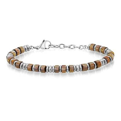 SIUMAL Mens Bracelet, Boho Stainless Steel Bracelets for Men, Beaded Bracelets, Jewelry Gifts for Husband, Father, Friends - color: Brown