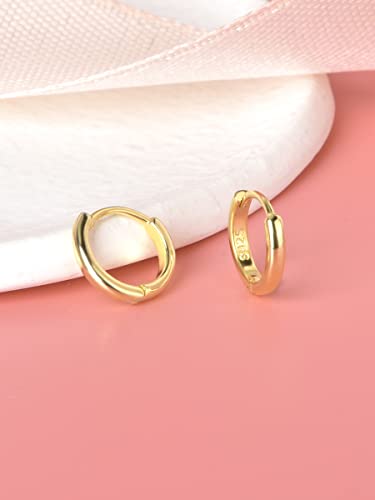 Mini Tiny Huggie Hoop Earrings Top Upper Ear Cartilage Forward Helix Cuff Plain Simple 925 Sterling Silver Gold 9mm 8mm 7mm 6mm 5mm Hoop Earrings - color: Gold-8mm