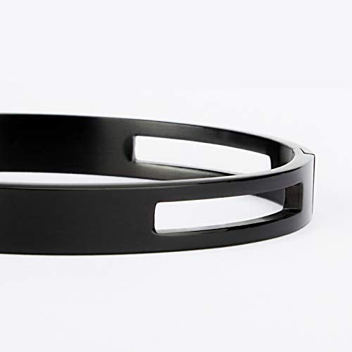 MILAKOO 6/8mm Gold/Silver Color Bangle Hollow Stainless Steel with Rhinestone Bracelets - color: Black, size: 6mm