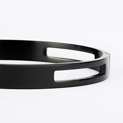 MILAKOO 6/8mm Gold/Silver Color Bangle Hollow Stainless Steel with Rhinestone Bracelets - color: Black, size: 6mm
